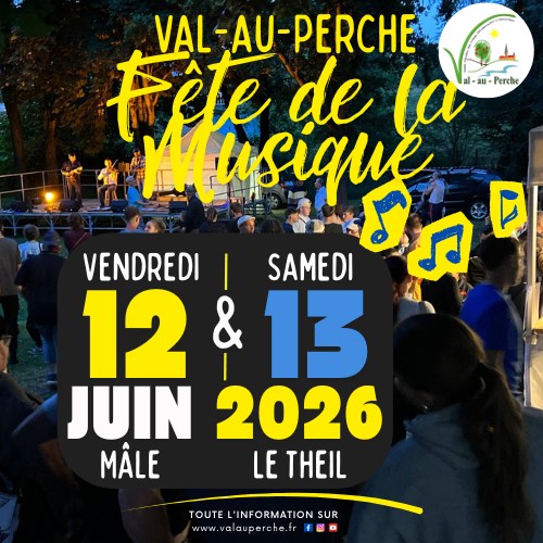 #fetedelamusique 🎶La ville de @valauperche61260 fête à la musique les 12 & 13 juin 2026La ville de Val-au-Perche organise la fête de la musique à Mâle le vendredi 12 juin et dans le parc de la Pelzinière du Theil-sur-Huisne, le samedi 13 juin 2026.La méditerranée s’invitera au programme de la fête de la musique 2026 avec :🎶Vendredi 12 juin à Mâle :
- 20h : Duo Jasmin, musique espagnole et latino-américaine avec guitares, percussions et danses,
- 22h : River’s Groove, un collectif de musiques actuelles pop rock, soûl et jazz.🎶Samedi 13 juin au Parc de la Pelzinière au Theil-sur-Huisne :
- 16h : Duo guitares Olivier Leveau & Dom Fraboulé (Blues Rock)
- 16h30 : Elèves et Profs d’Unimusic dont Riad Guessab et Linda Edsjö
- 17h : Atelier Jam Musiques Actuelles (Soul-Funk-Jazz) dirigé par Antoine Goffette
- 18h : Fanfare BrasslaBatuc (Funk’n’Brazil) dirigée par Eric Pailhé et Mestre Jakloo
- 18h30 : Chorale Les Choristes du Val d’Huisne dirigés par Marie Laure Thébault
- 20h : Alain Sou Trio : chansons du Portugal, un voyage en Saudade, entre fado et poésie avec Guillaume Arbonville aux percussions, Patricio Lisboa, à la contrebasse et aux chœurs et Sou, au chant et à la guitare classique,
- 21h30 : Groove Nectar Band, c’est l’énergie du funk moderne et la chaleur du groove revisité avec un répertoire allant de Madonna à Dua Lipa, en passant par Vulfpeck, Scary Pockets et les classiques du funk & soul, des sets à la fois dansants, raffinés et fédérateurs pour terminer la soirée.Buvette et restauration sur place.