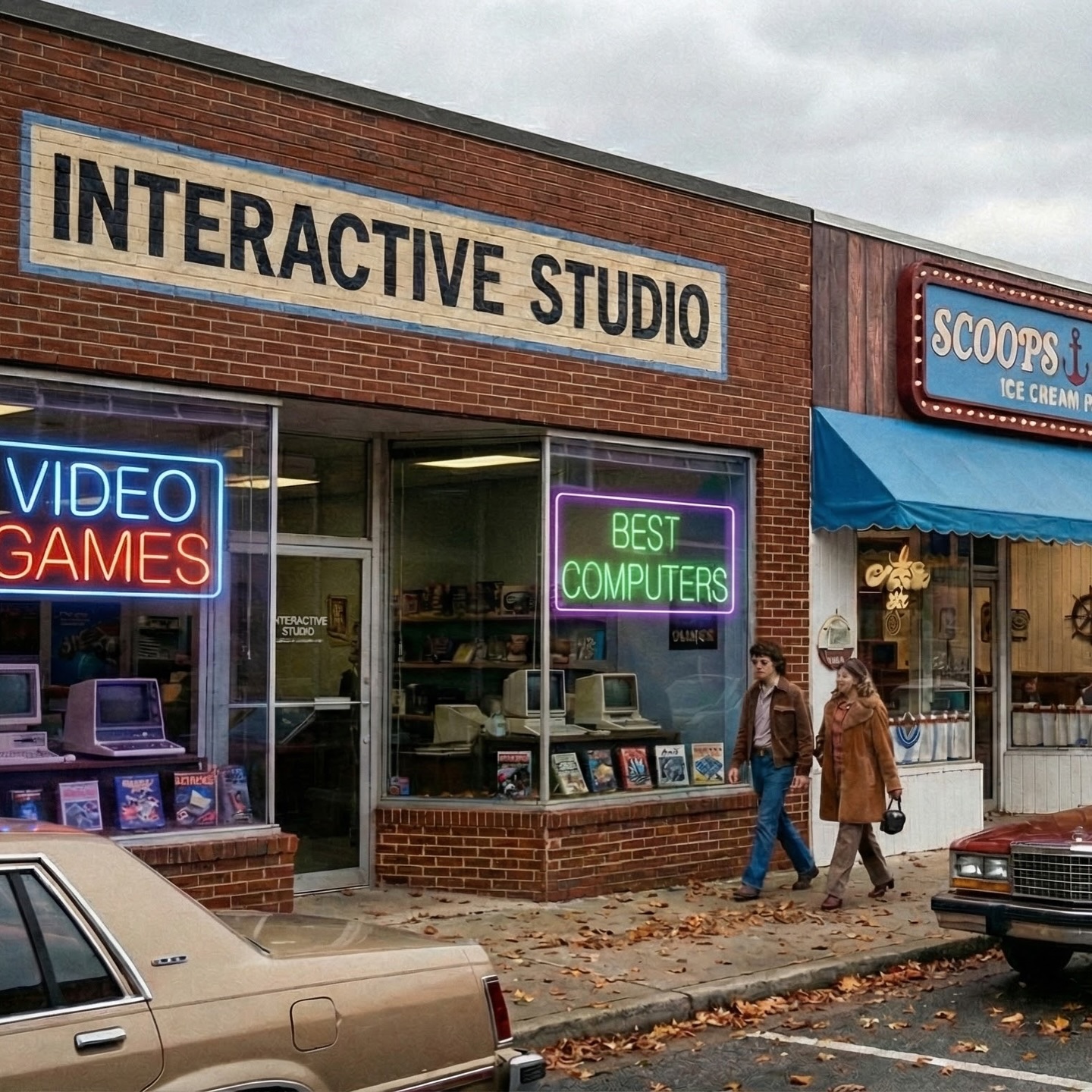 Just a wild thought today imagine if Interactive Studio had a storefront in Hawkins, 1983… and i will take my son there to show him my favorite videogames…
Neon lights buzzing, VHS tapes stacked to the ceiling, arcades humming in the back, and with Stranger Things happening behind a locked door in the basement. What would that world look like? #strangerthings #vintage #timetravel #arcade