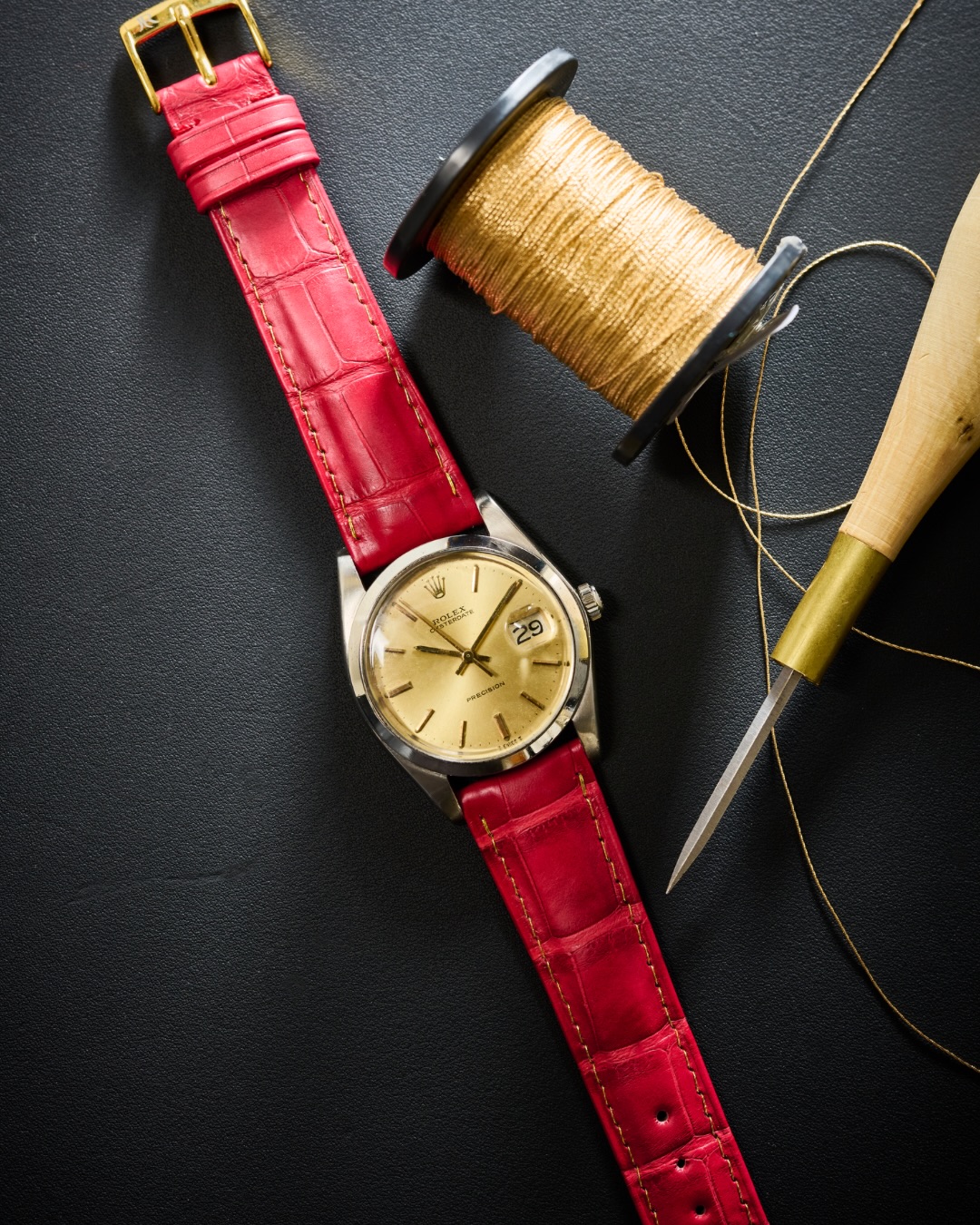 A subtle, precious signature for your watch strap?As part of our bespoke service, Maison Jean Ro....