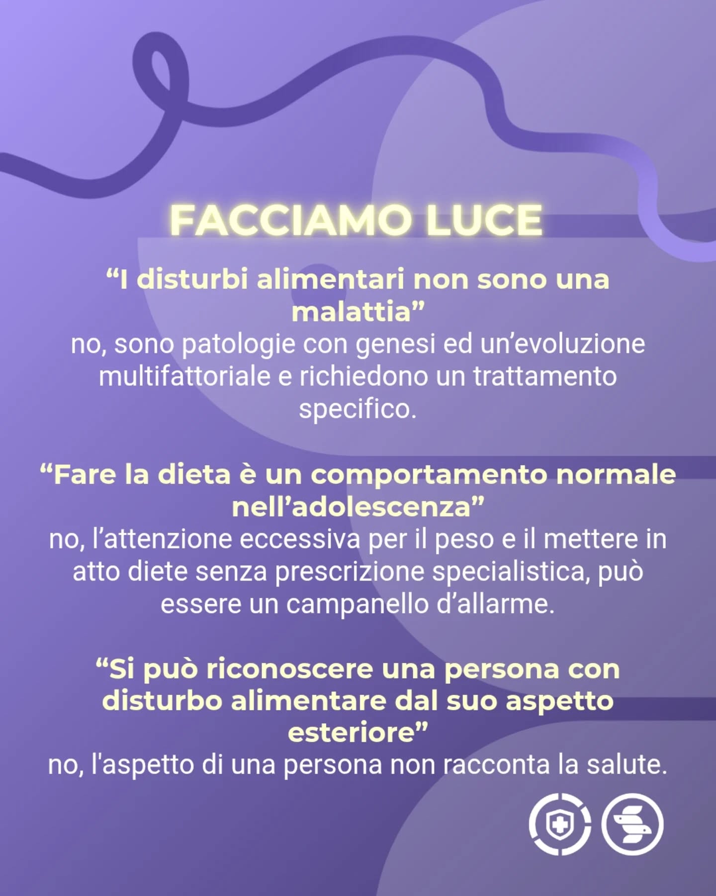 Dall'8 al 15 marzo ricorre la Settimana del Fiocchetto Lilla, dedicata alla sensibilizzazione sui Disturbi della Nutrizione e dell'Alimentazione (DNA).
Crediamo sia essenziale dare voce a questi disturbi per informare la popolazione generale e i futuri professionisti della salute e per insegnare a riconoscere i propri bisogni, affrontare le proprie paure e costruire un rapporto sano con sé stessi.
È un percorso difficile, ma possibile: un cammino di cura, ascolto e speranza in cui ogni passo, per quanto piccolo, è già un atto di rinascita.
