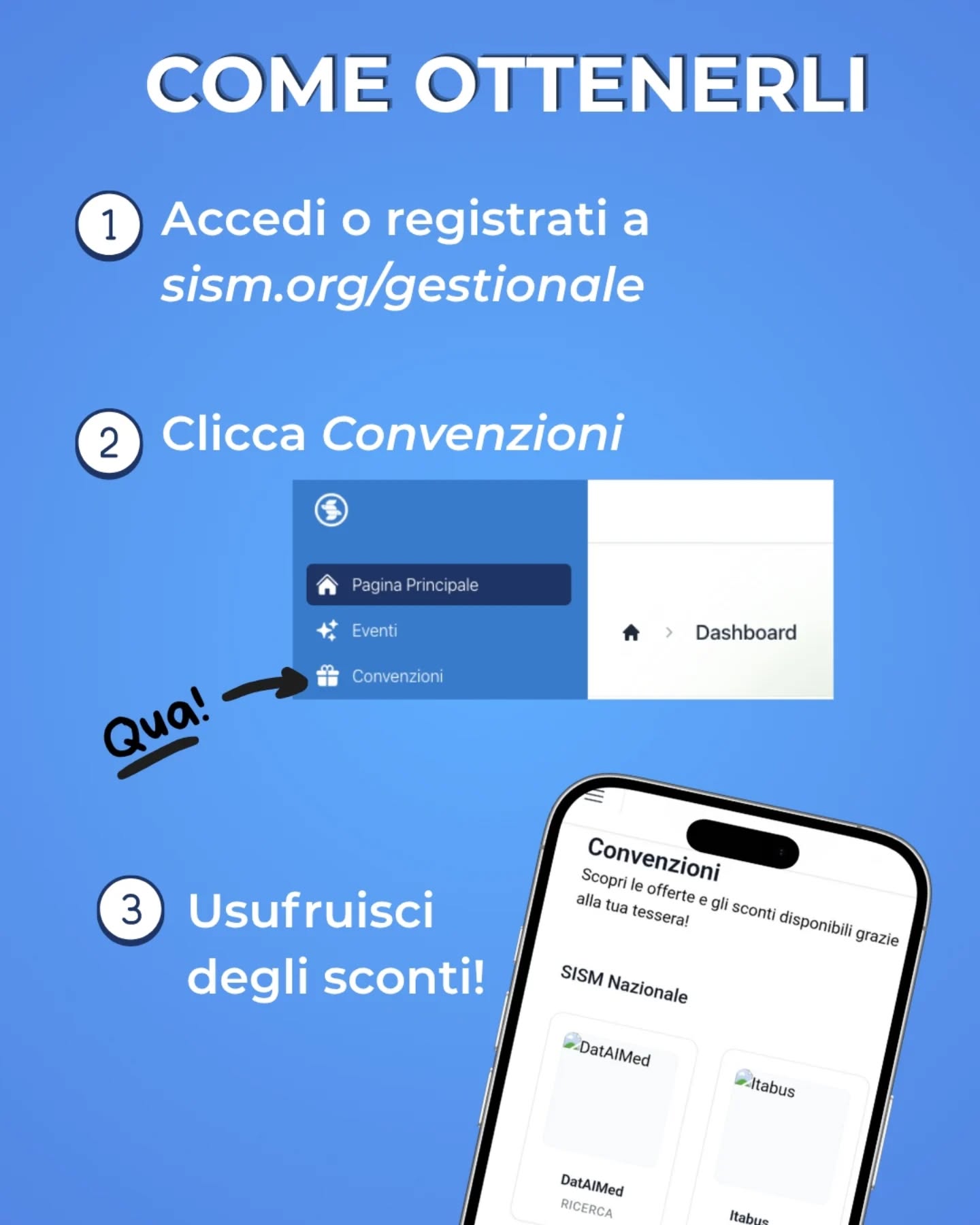 👀 Lo sai che con la tessera SISM da quest'anno hai diritto a degli sconti?
(Alcuni anche per ALUMNI)
👉 scorri per scoprire quali e come riceverli!
🤫 non è finita qui, rimani in attesa per altre novità!
