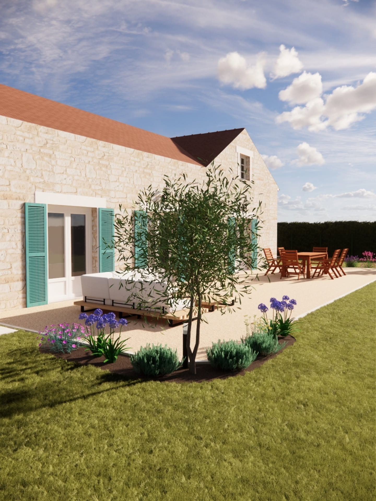 PARTIE 1
✨ Aménagement paysager – Esprit méditerranéen ✨
Le souhait de nos clients : transformer leur extérieur en un véritable lieu de vie chaleureux et convivial, inspiré des ambiances méditerranéennes.
🌿 Nous avons imaginé un jardin structuré et vivant, où chaque espace a sa fonction :
👉 Un terrain de pétanque accompagné de son brasero, parfait pour prolonger les soirées d’été
👉 Une serre revisitée, pensée comme un cocon pour les soirées plus fraîches, équipée d’un vidéoprojecteur pour des moments uniques
👉 Un potager en bacs surélevés, alliant praticité et esthétique
👉 Un massif végétal à l’avant de l’abri de jardin, pour adoucir et intégrer harmonieusement la structure
👉 Et une végétalisation autour de la cabane en bois, créant un univers naturel et ludique pour les enfants 🌱
Un projet où nature et convivialité se rencontrent, pour un extérieur pensé comme une véritable extension de la maison.
🌞 Prêts à vous évader sans quitter votre jardin ?
#amenagementexterieur #exterior #jardin #garden